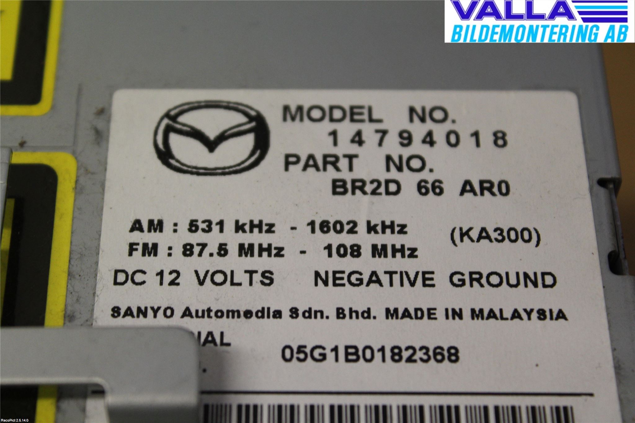 Mazda 3 I 03-06 Stereo Radio Med Cd