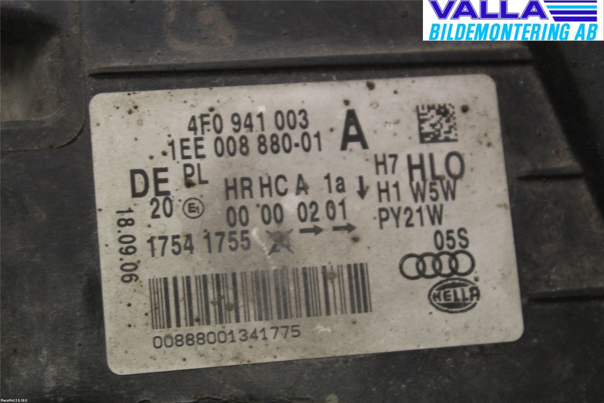 Audi A6/S6     05-11 Frontlykt Venstre