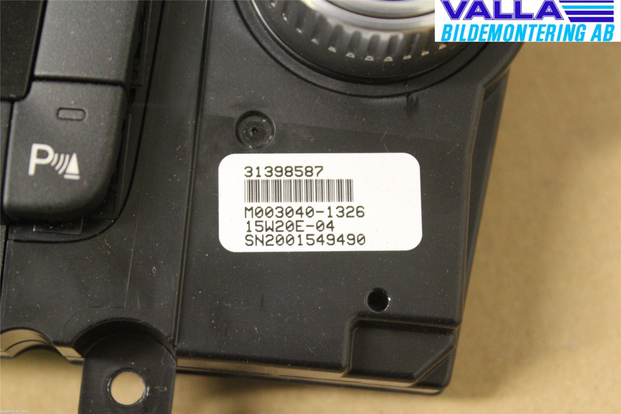 Volvo V60 14-18 Varmeapparat Panel(Regulering)