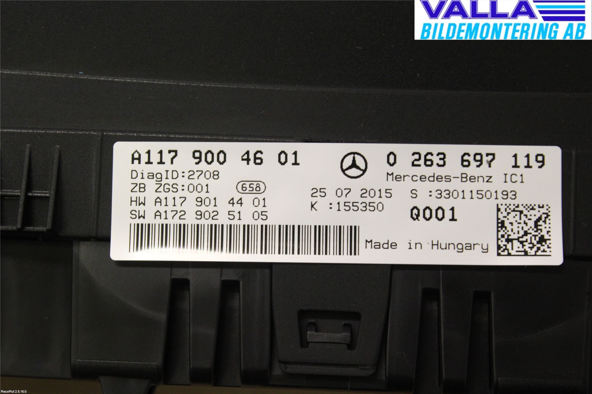 Mercedes-Benz MB CLA-KLASS (C117/X117) 13-19 Instr Kombinert