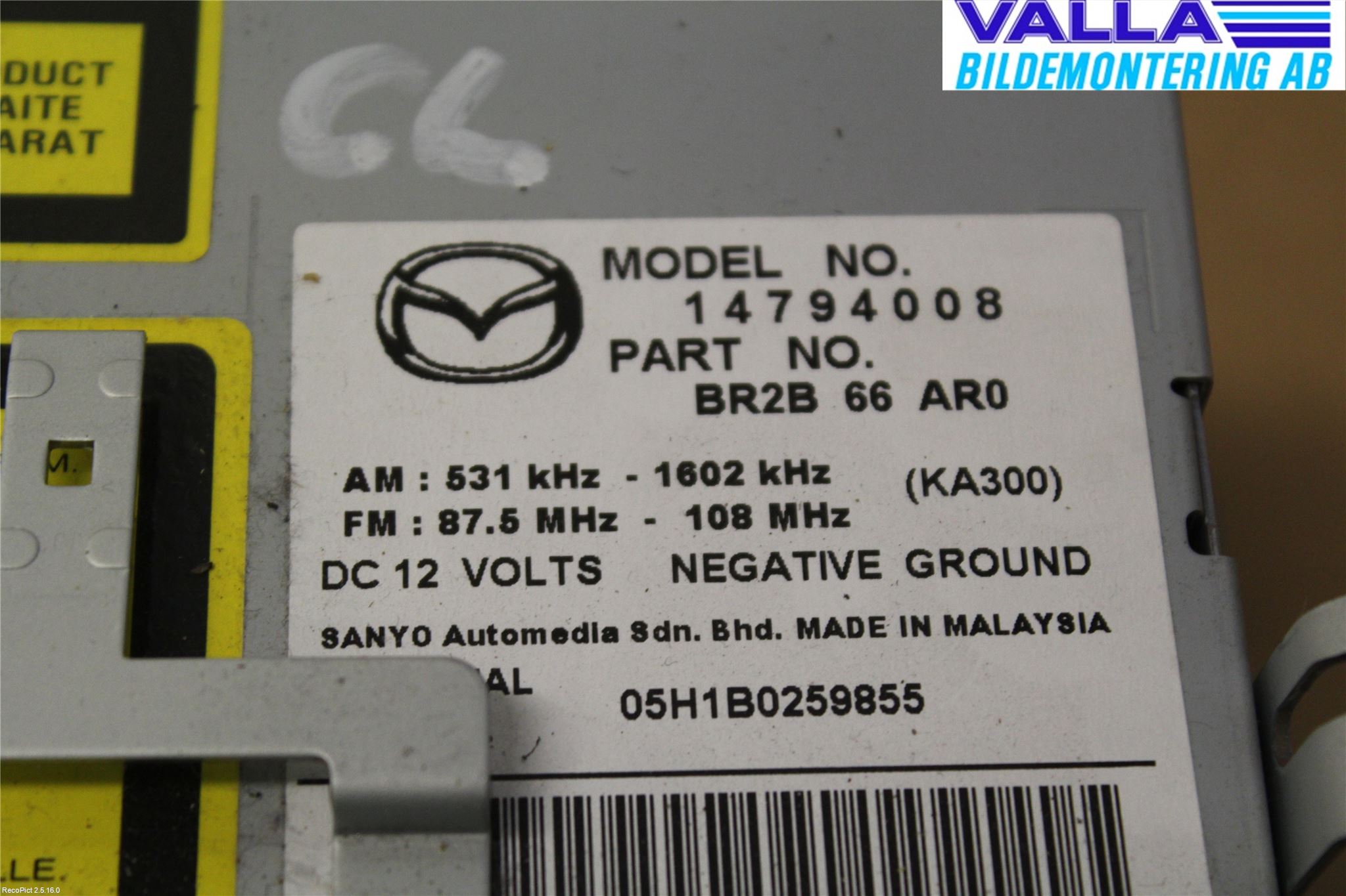 Mazda 3 I 03-06 Stereo Radio Med Cd