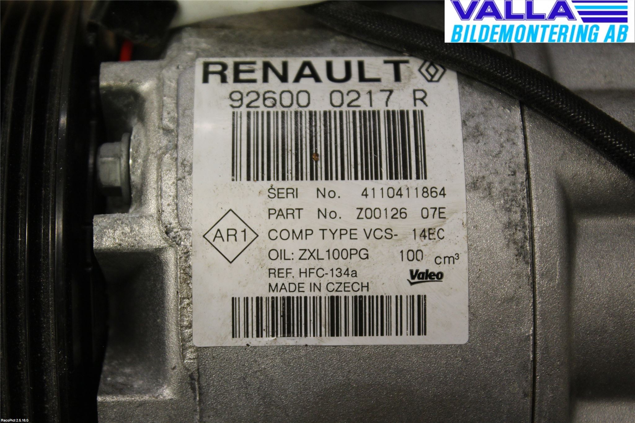 Renault CLIO IV 12-16 Varme Ac Kompressor