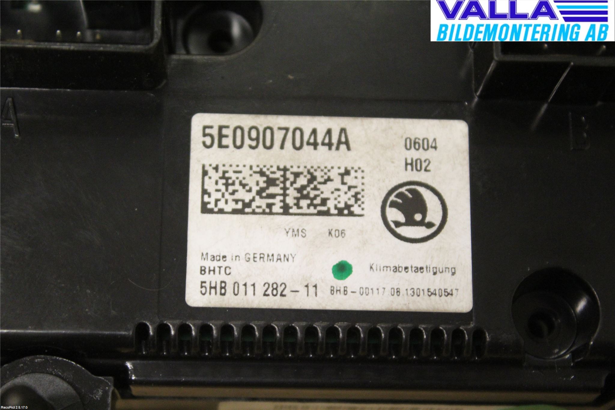 Skoda OCTAVIA (5E) 13-20 Varmeapparat Panel(Regulering)
