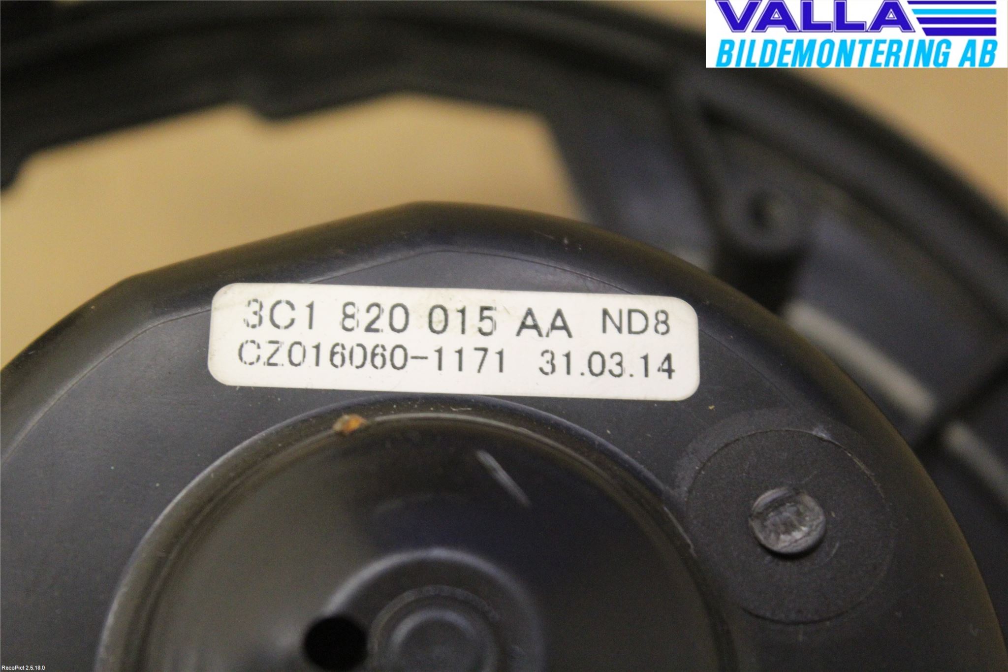 Volkswagen VW PASSAT 11-14 Varmeapparat Viftemotor