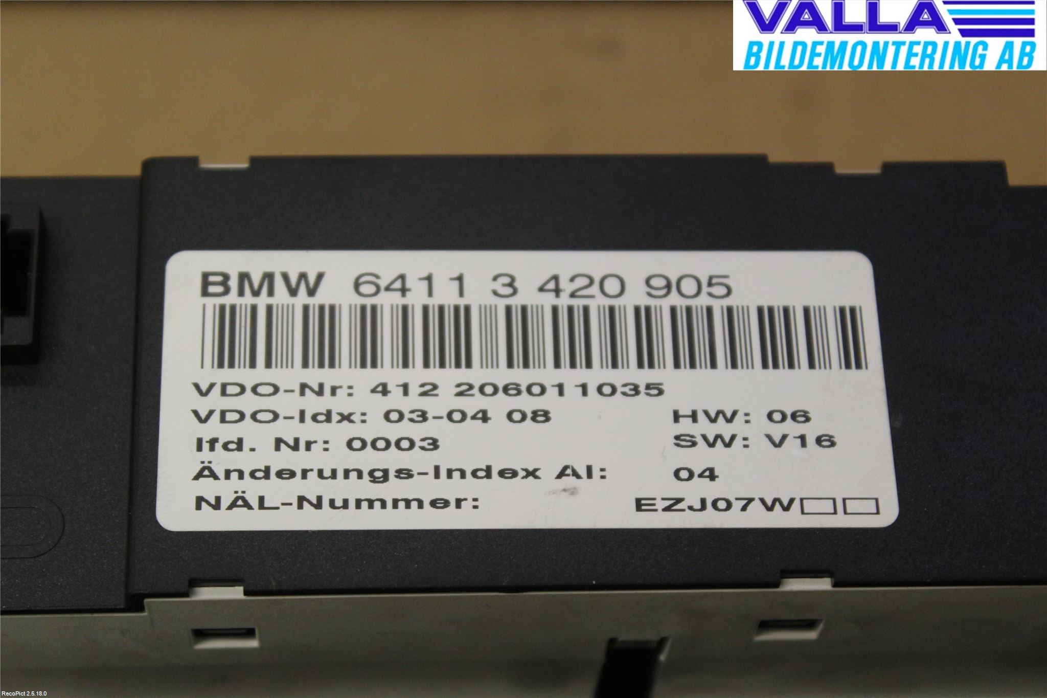 BMW X3 E83     03-10 Varmeapparat Panel(Regulering)