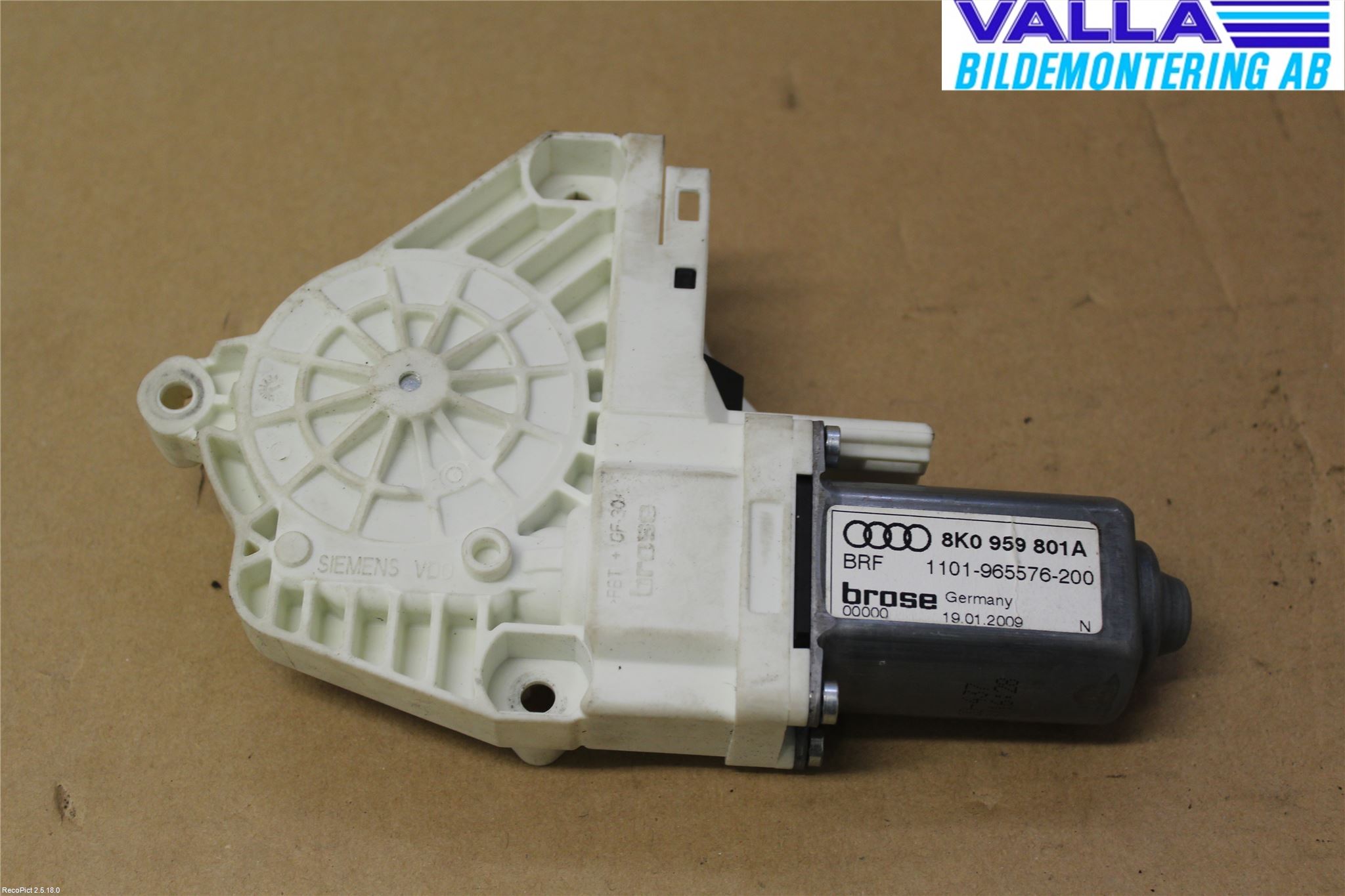 Audi A4/S4 08-11 Vindusheismotor