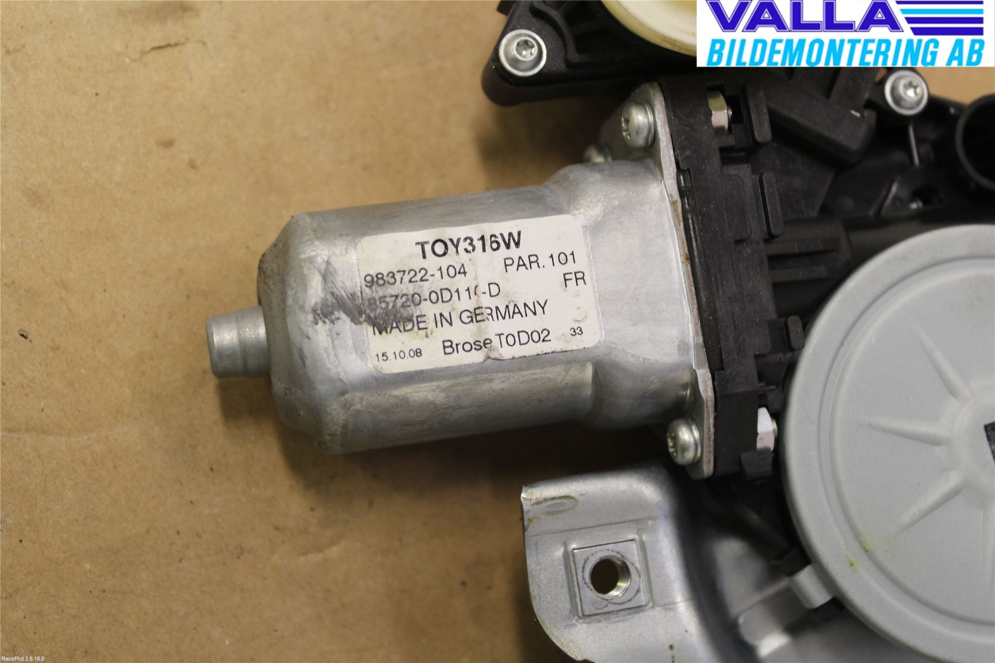 Toyota YARIS XP90 06-11 Vindusheis El Komp