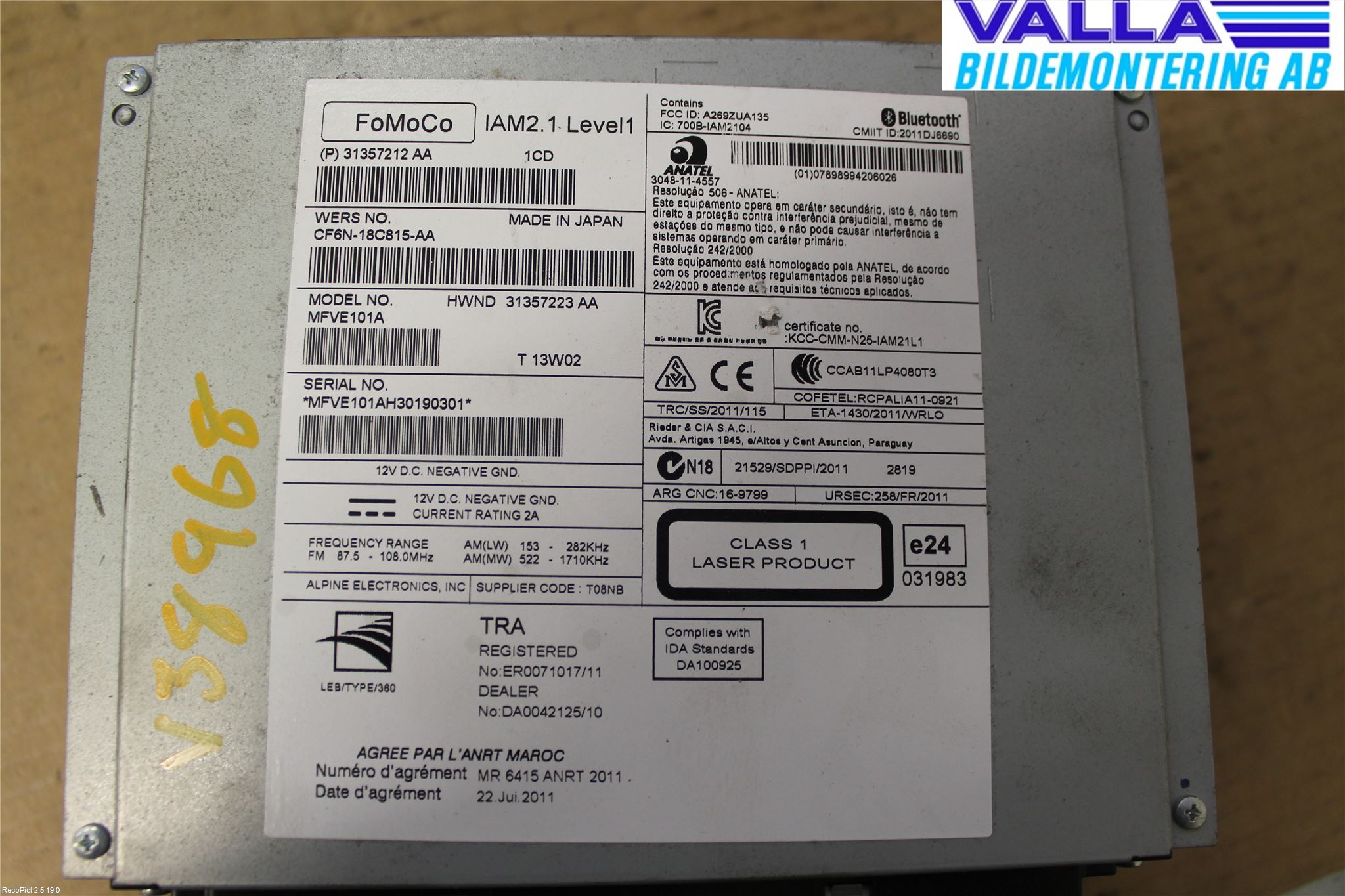Volvo V70 08-13 Stereo Radio Med Cd