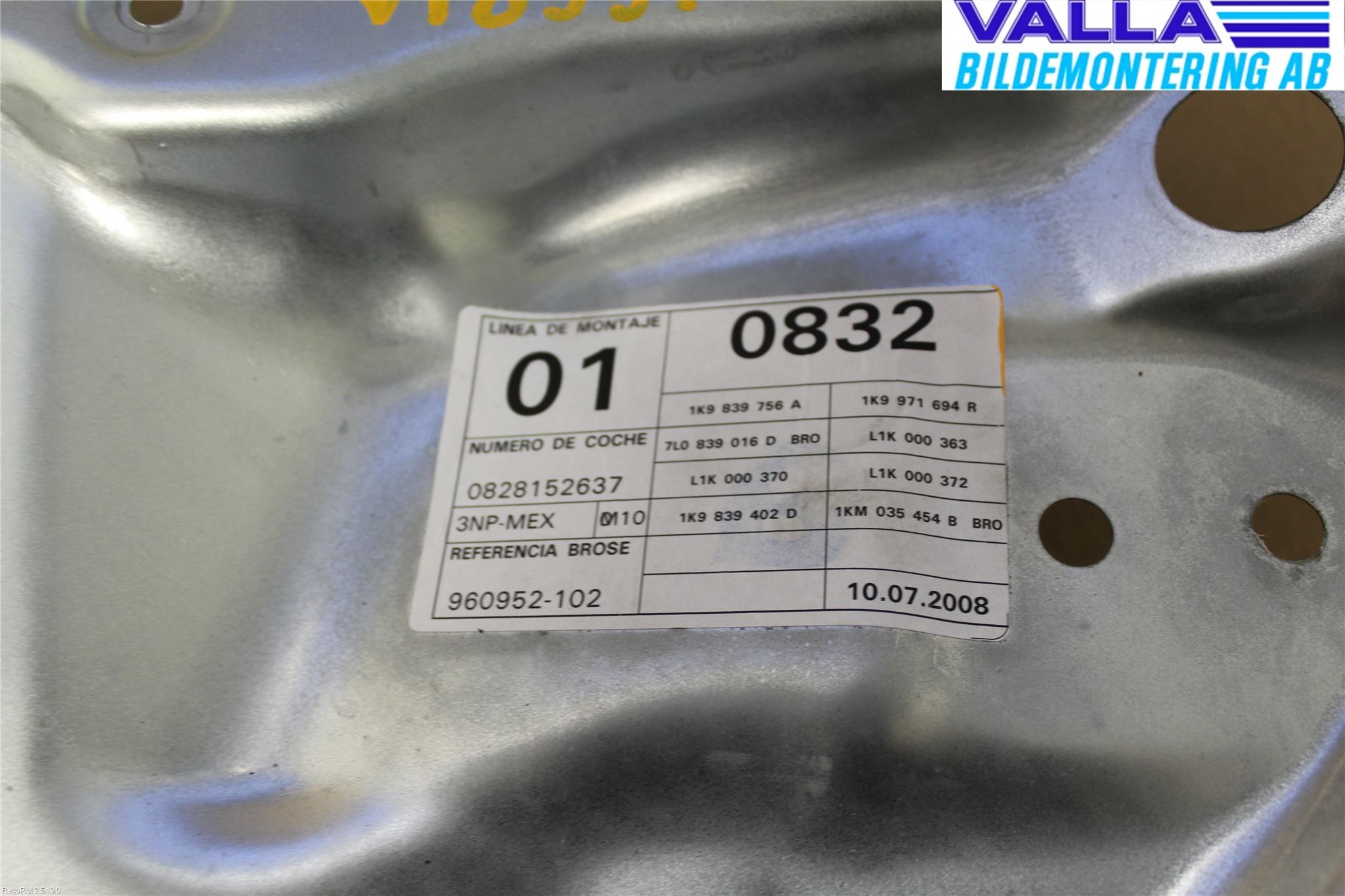 Volkswagen VW GOLF V 04-09 Vindusheis El Komp