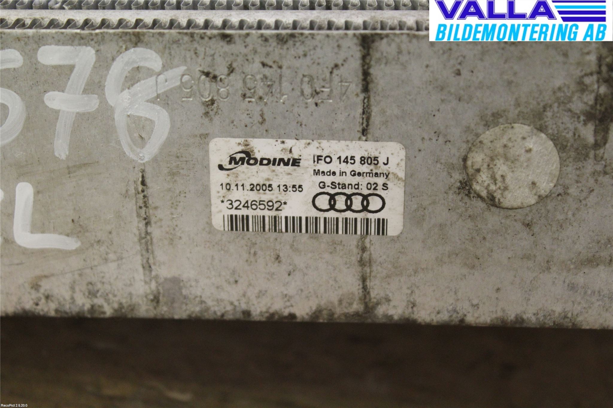 Audi A6/S6     05-11 Intercooler Radiator