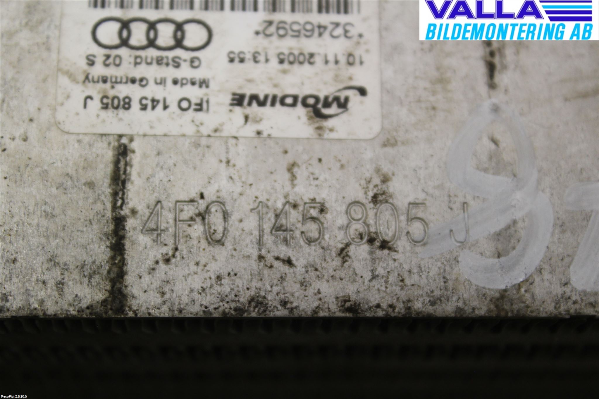 Audi A6/S6     05-11 Intercooler Radiator