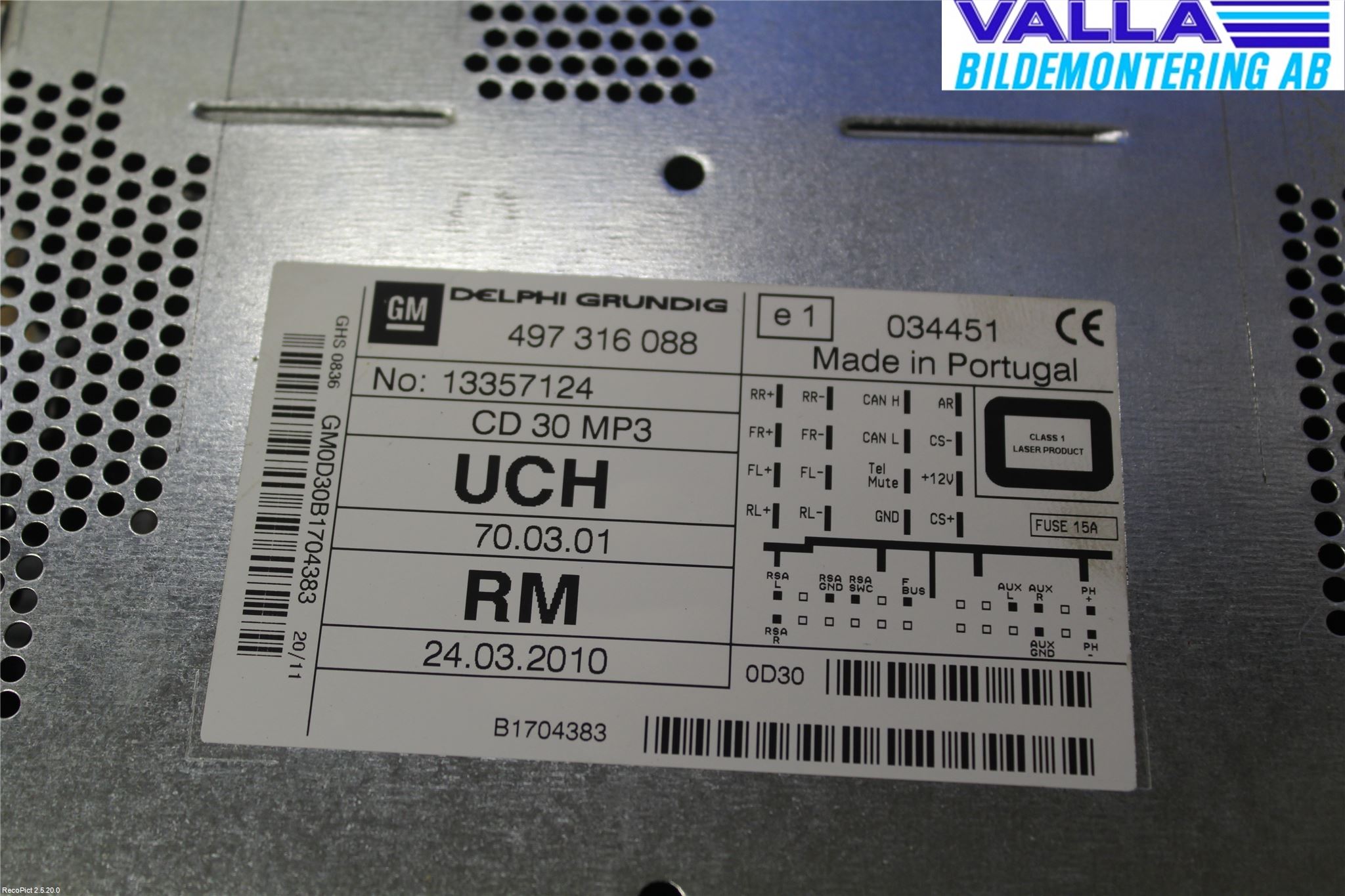 Opel CORSA D 07-14 Stereo Radio Med Cd
