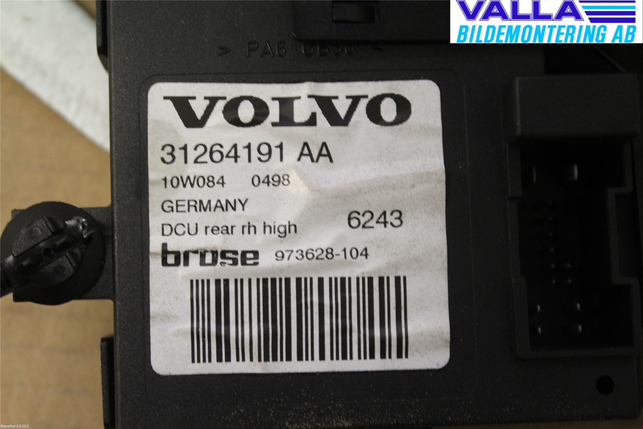 Volvo S40 08-12 Vindusheis El Komp