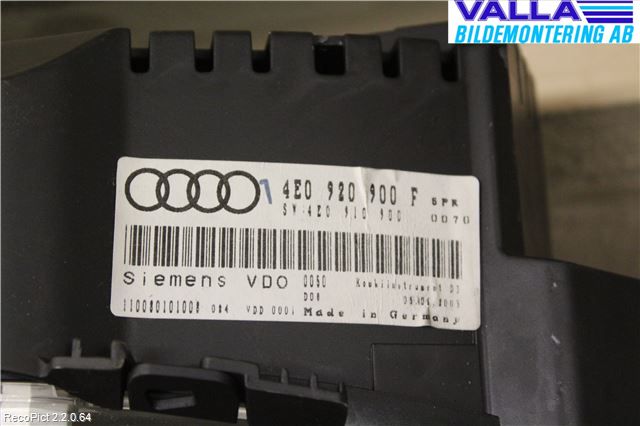 Audi A8/S8 4E  02-09 Instr Kombinert