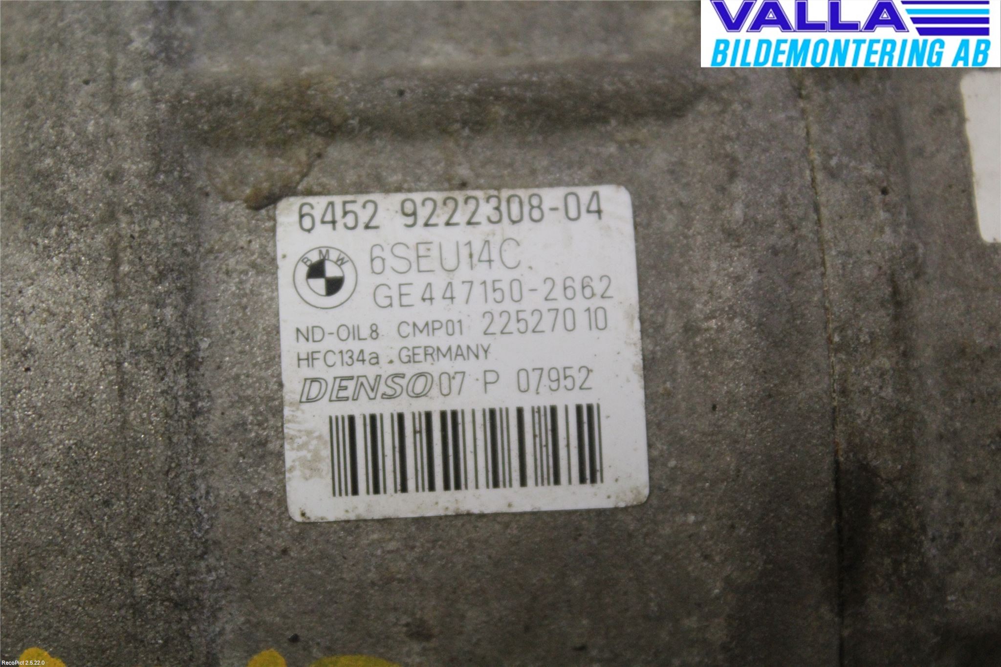 BMW 1 F20/F21 11-19 Varme Ac Kompressor