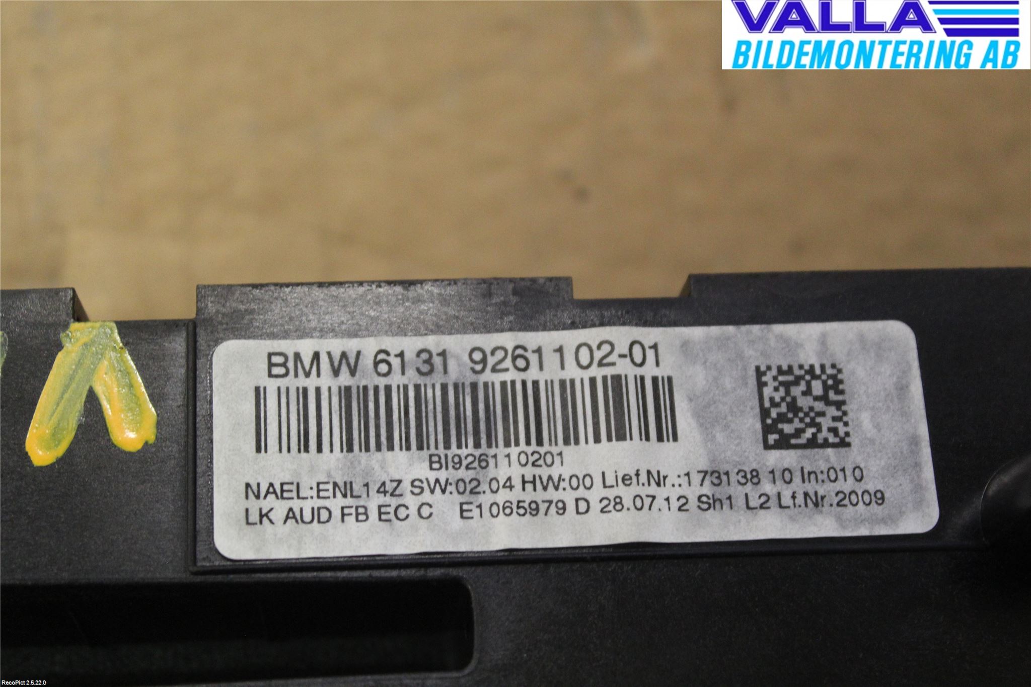 BMW 1 F20/F21 11-19 Stereo Radio Med Cd