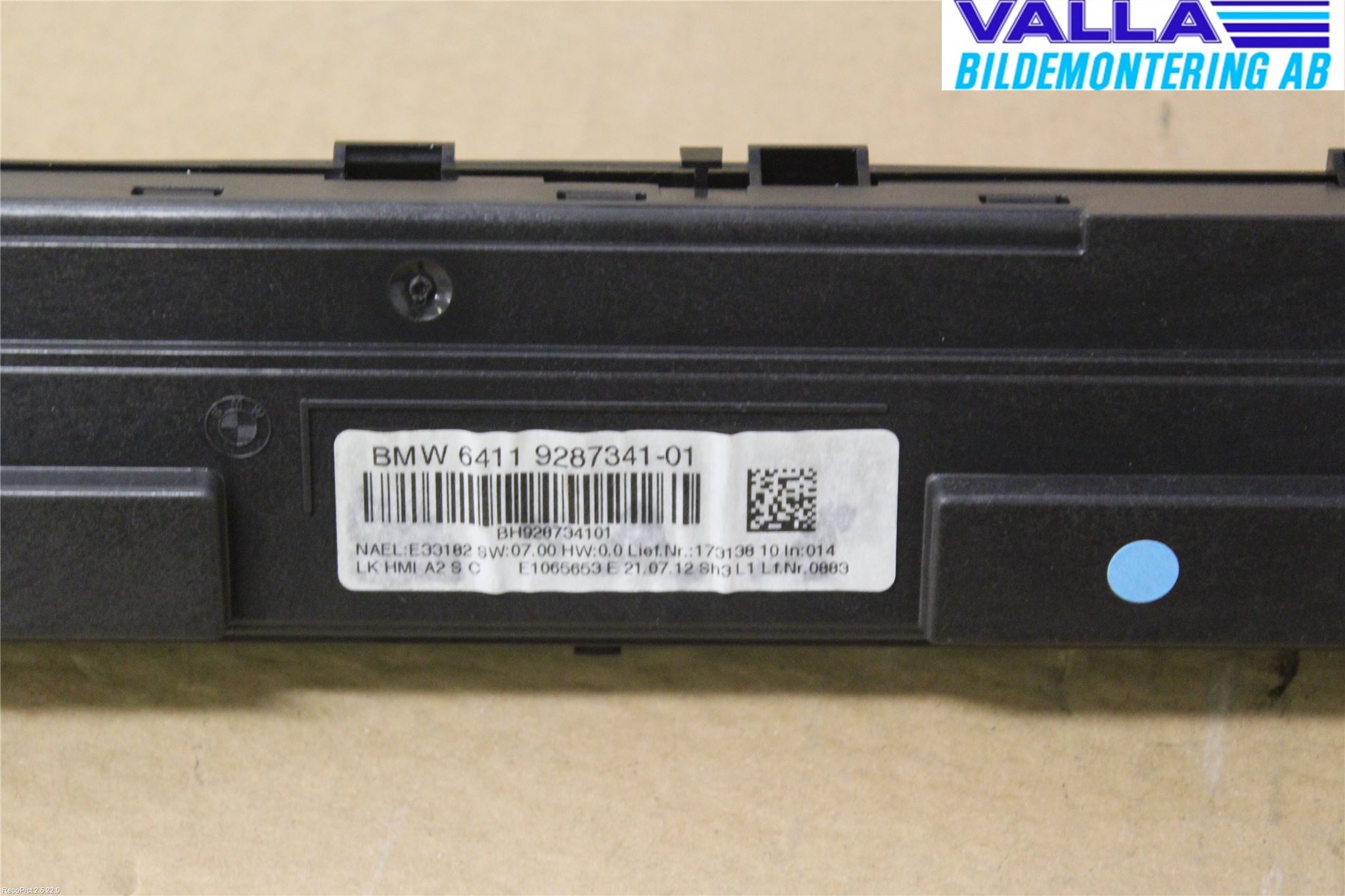 BMW 1 F20/F21 11-19 Varmeapparat Panel(Regulering)