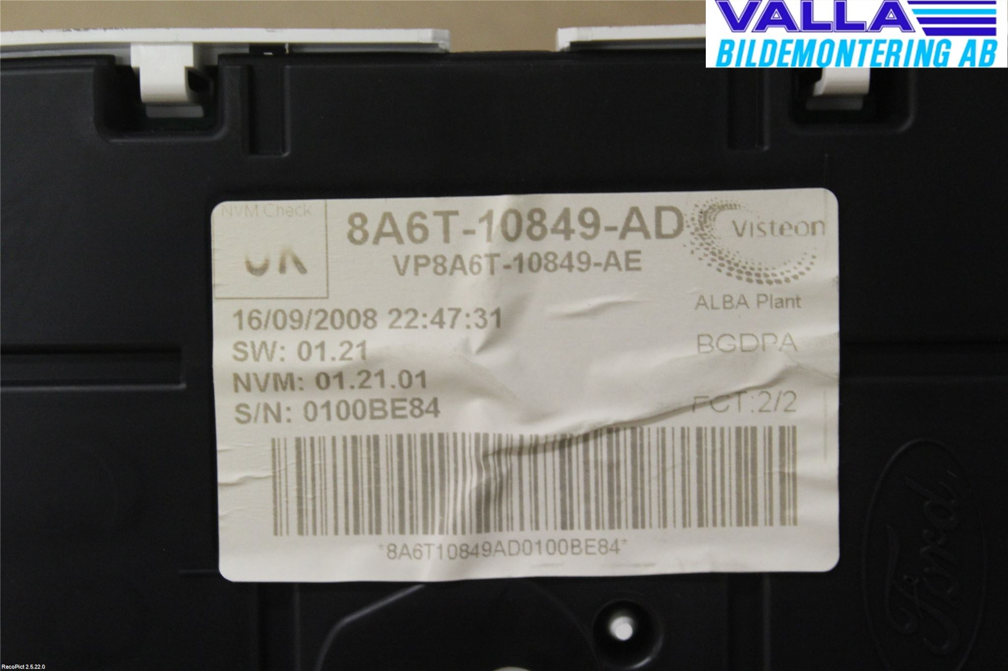 Ford FIESTA 09-12 Instr Kombinert
