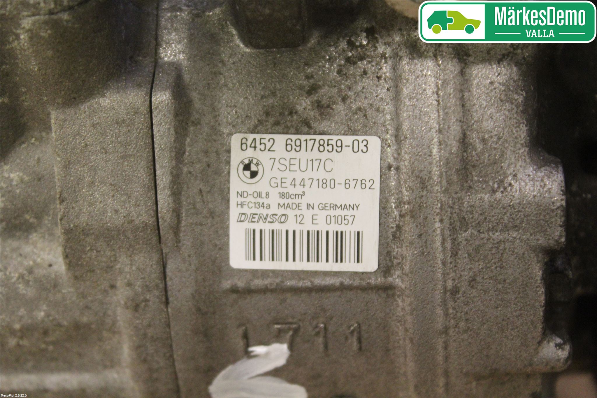 BMW 5 E60/61 Sed/Tou 02-10 Varme Ac Kompressor