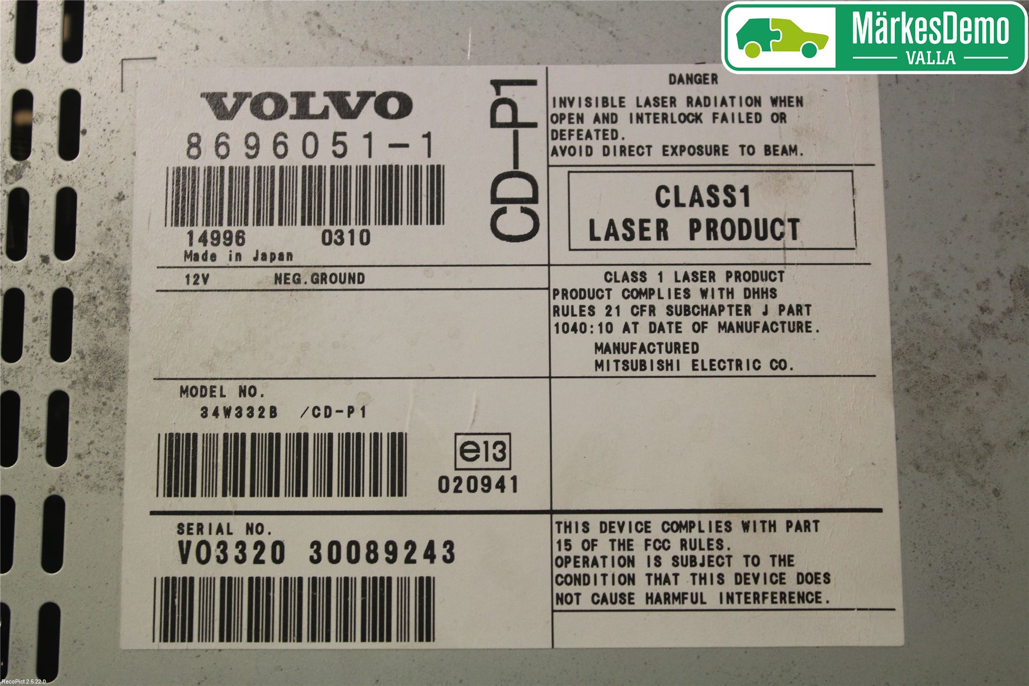 Volvo S40 04-07 Stereo Radio Med Cd