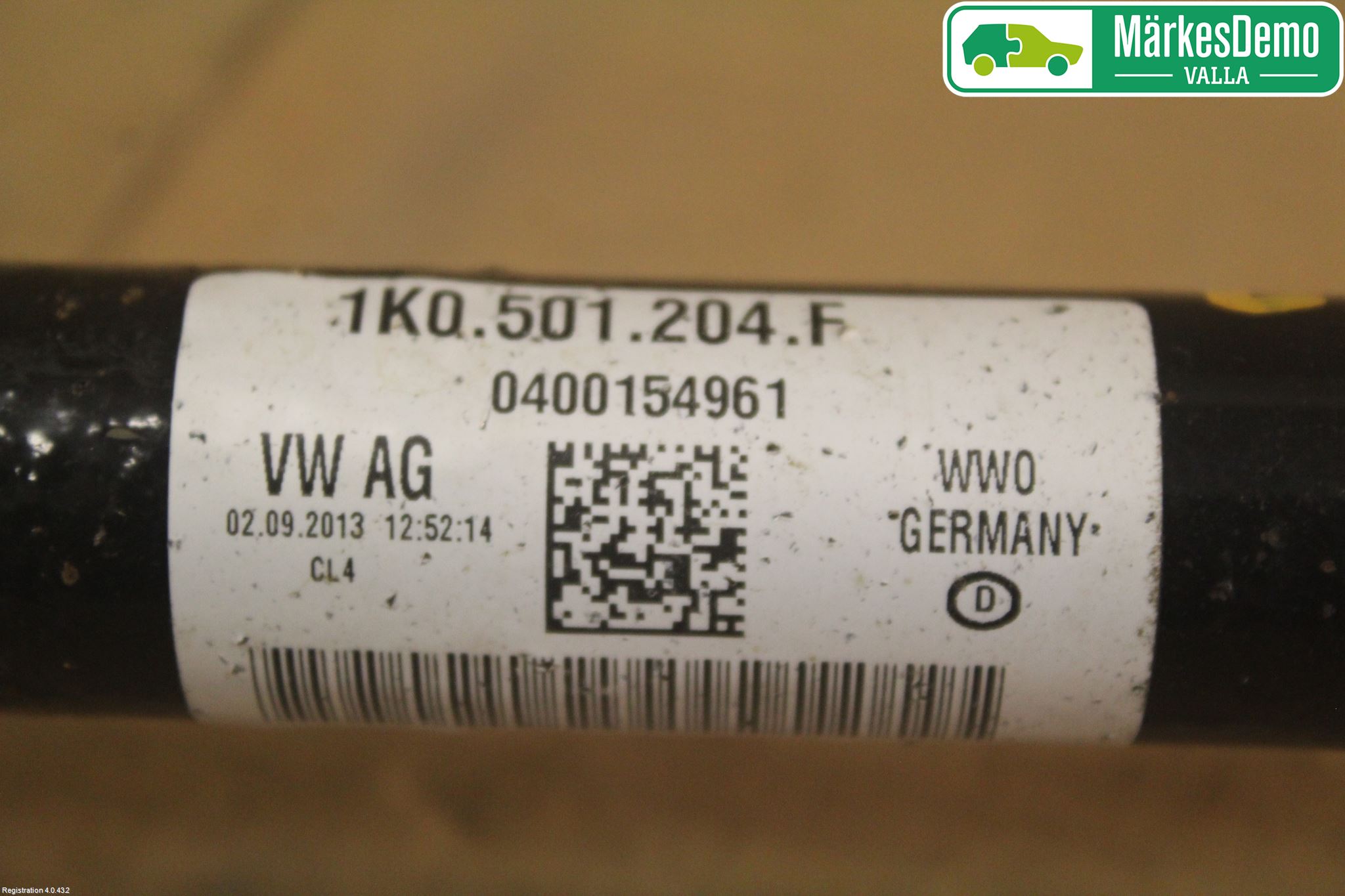 Volkswagen VW PASSAT 11-14 Drivaksel Bak Kompl Høyre