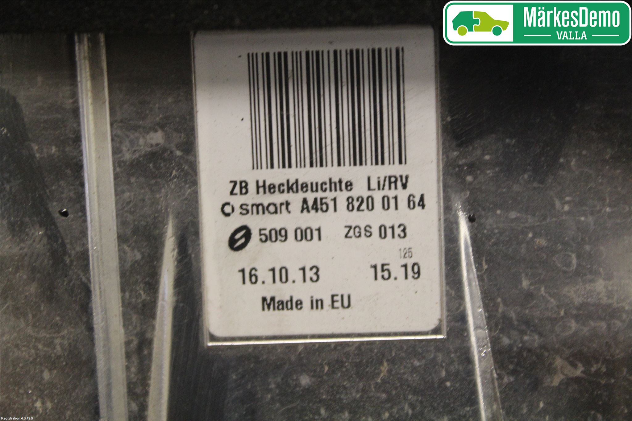 Smart FORTWO II 07-14 Baklykt Venstre