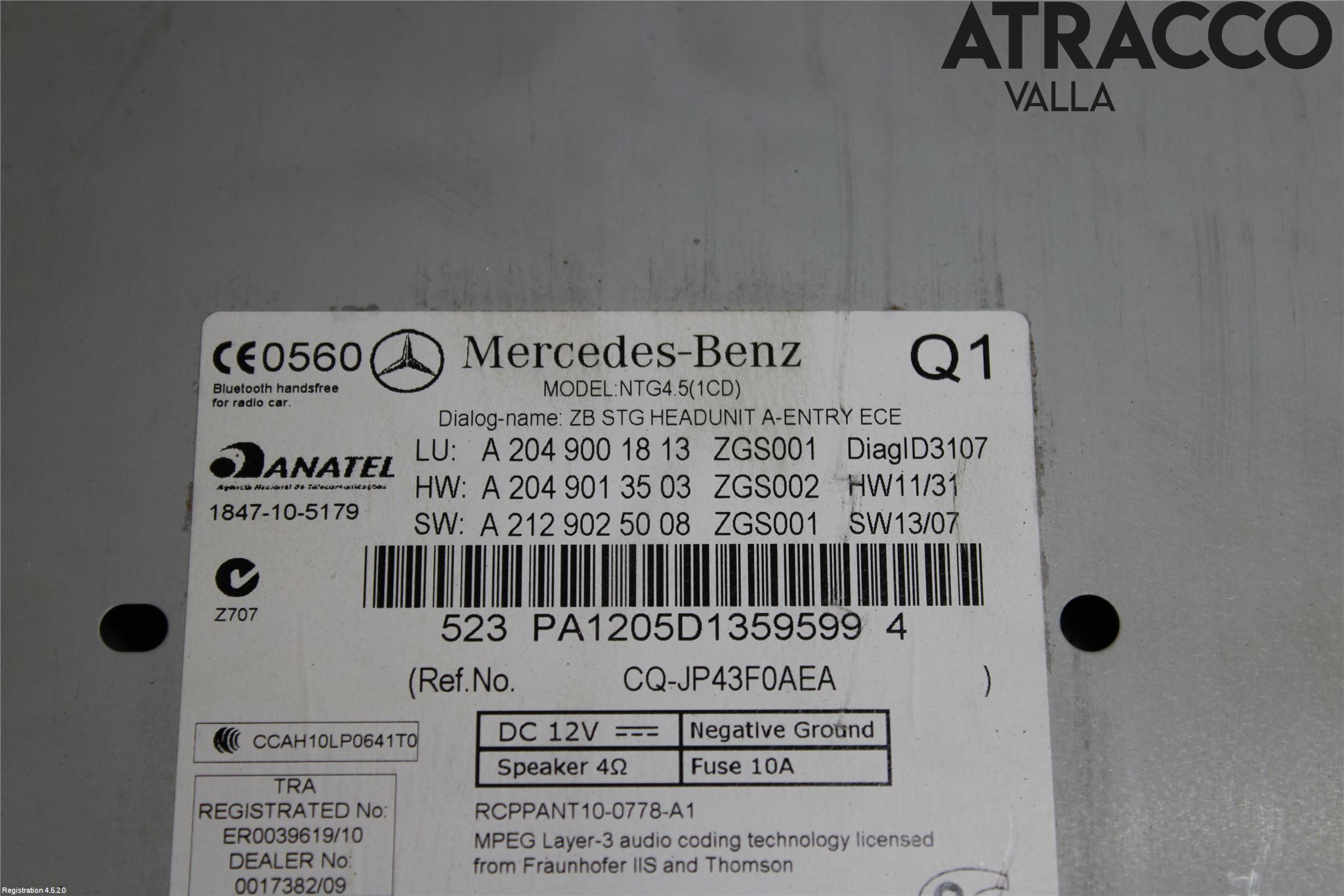 Mercedes-Benz MB C-KLASS (W204) 07-15 Stereo Radio Med Cd