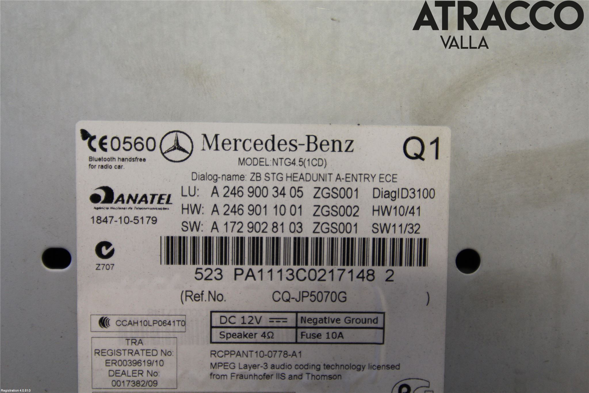 Mercedes-Benz MB B-KLASS (W246/W242) 12-19 Stereo Radio Med Cd