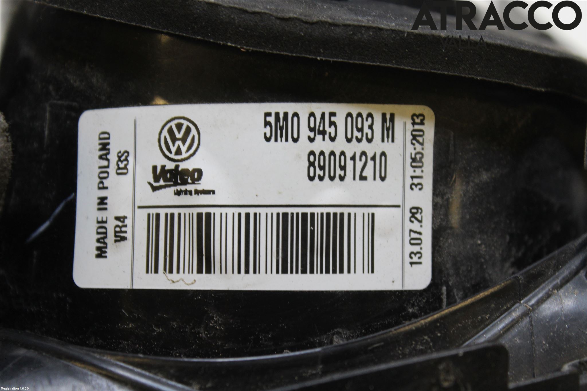 Volkswagen VW GOLF PLUS/CROSS GOLF 04-14 Baklykt Venstre  På Luke(Indre