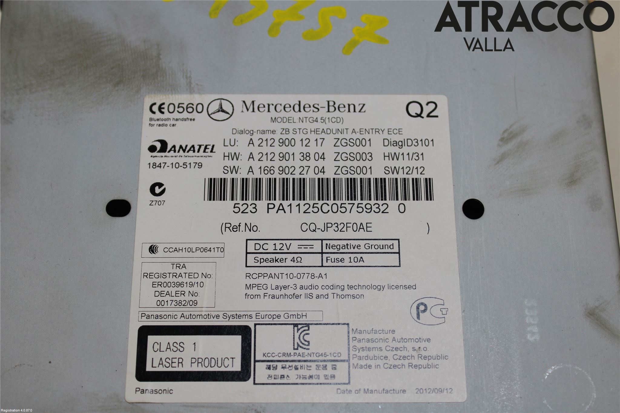 Mercedes-Benz MB E-KLASS (W212) 09-16 Stereo Radio Med Cd