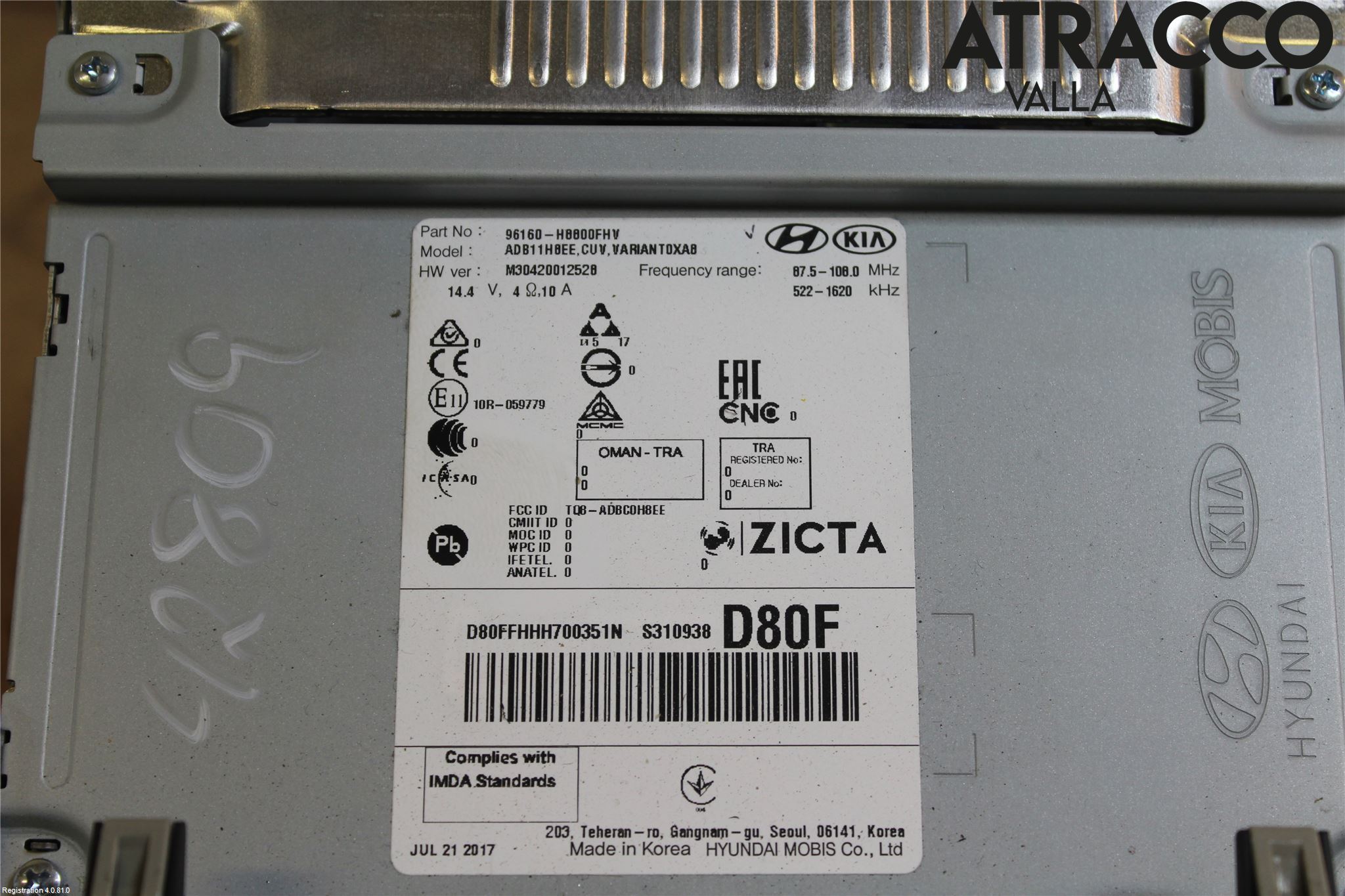 Kia STONIC 18->> Stereo Radio Med Cd