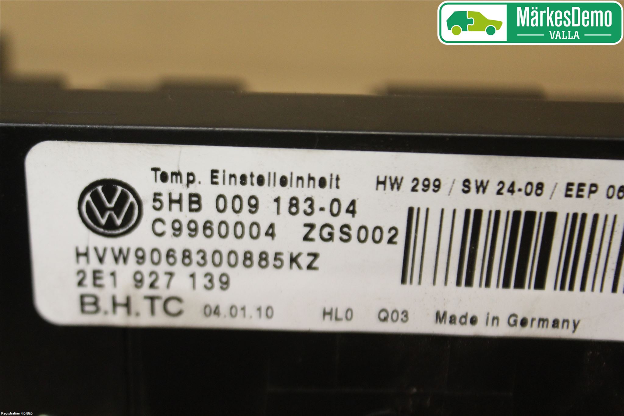 Volkswagen VW CRAFTER 06-16 Varme Ac Betjening-Display