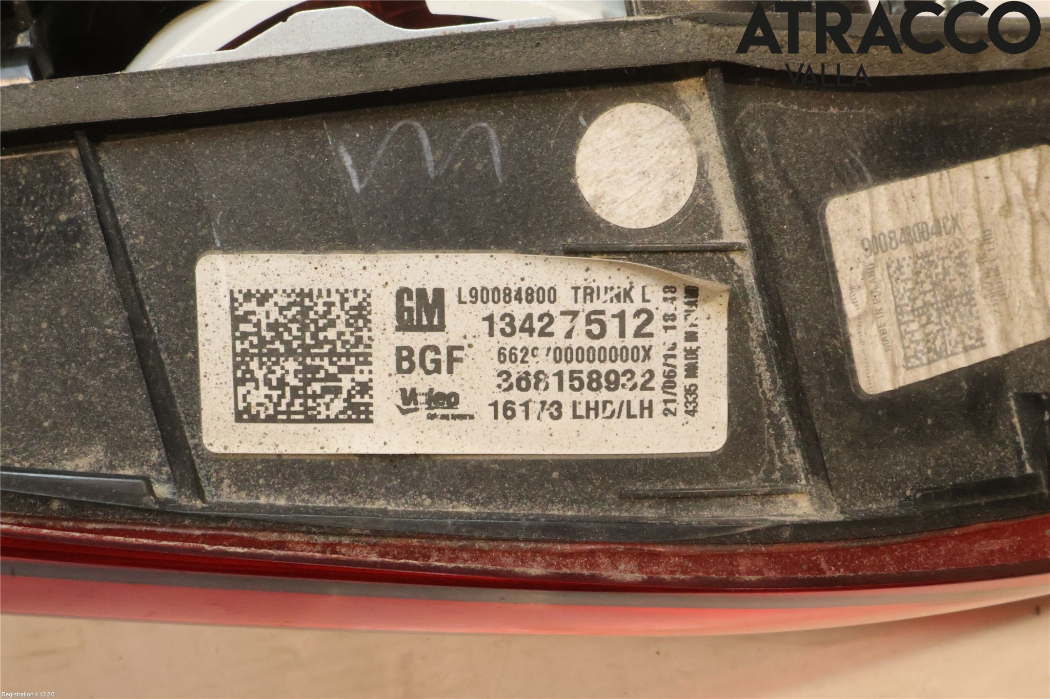 Opel ASTRA K 16-22 Baklykt Venstre  På Luke(Indre