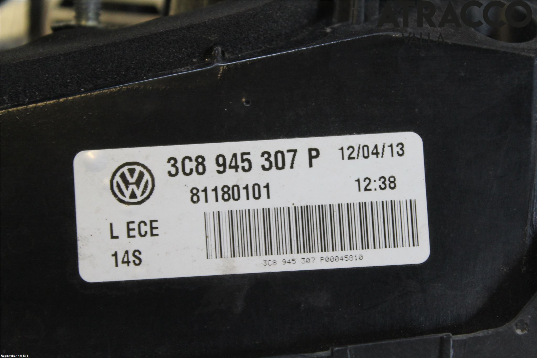 Volkswagen VW PASSAT CC 08-16 Baklykt Venstre  På Luke(Indre
