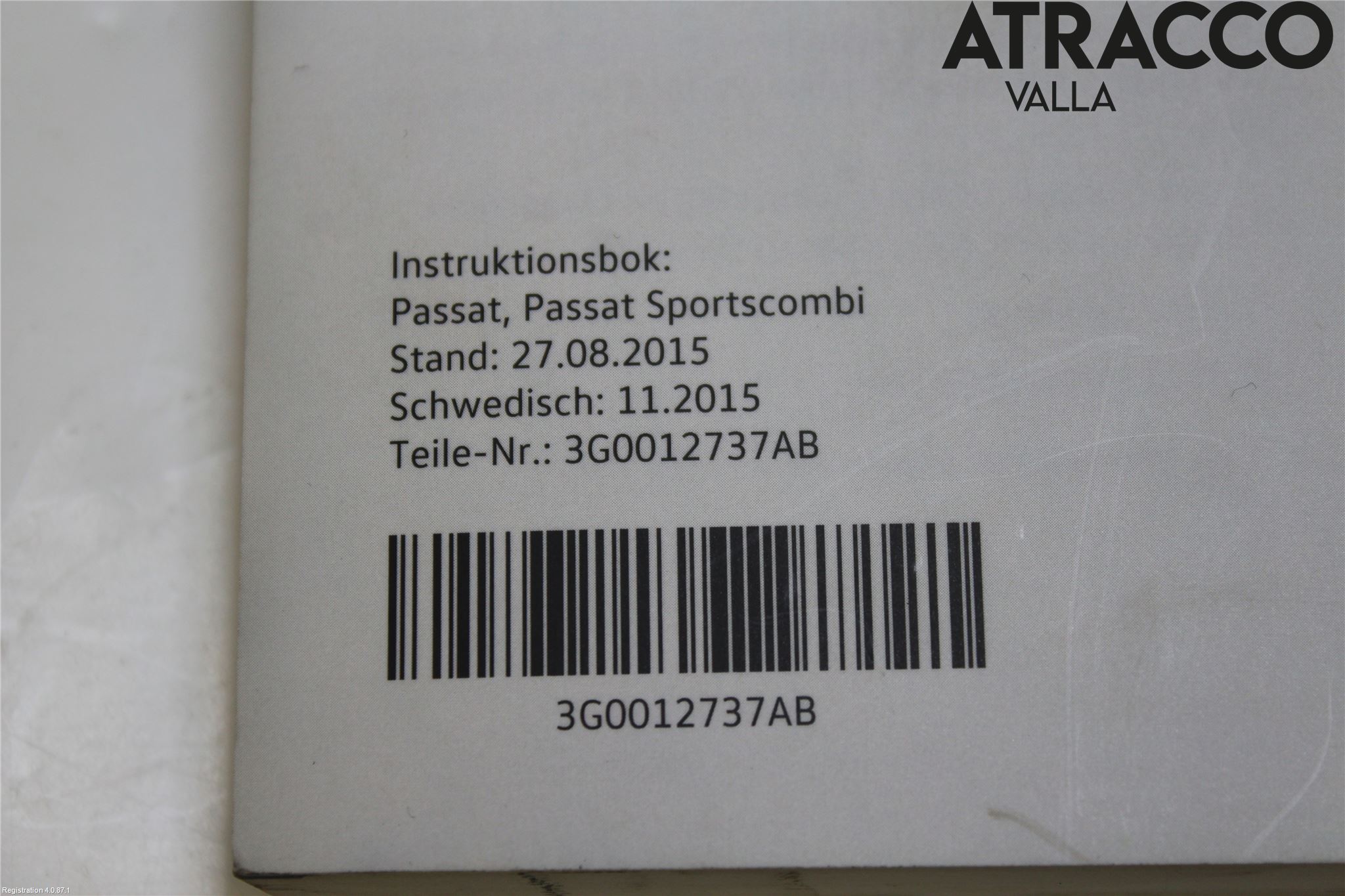 Volkswagen VW PASSAT 15-19 Instruksjonsbok