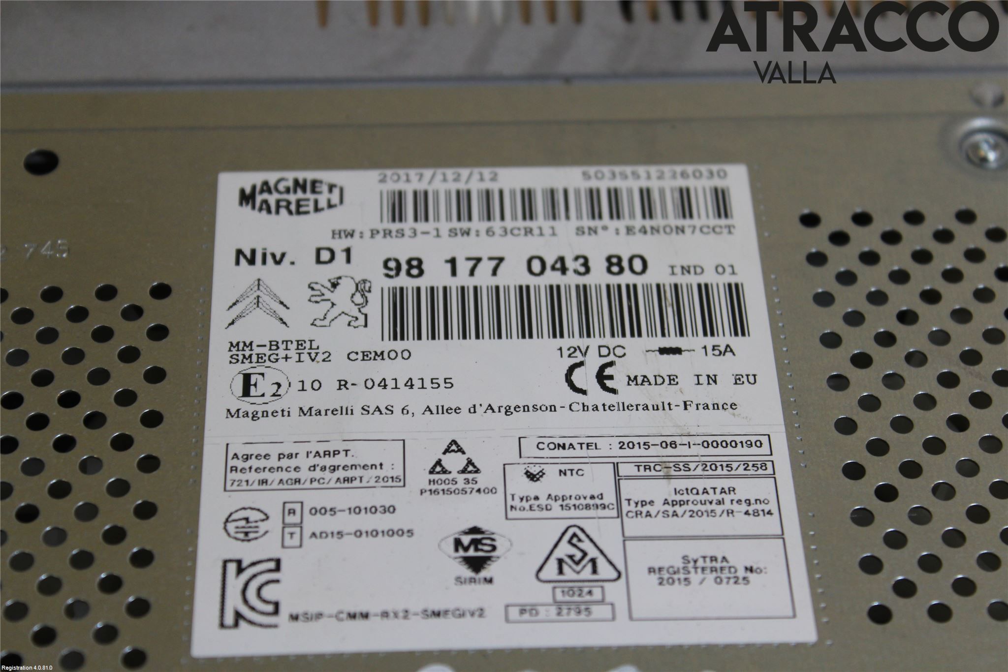 Peugeot PARTNER 16-18 Stereo Radio Med Cd