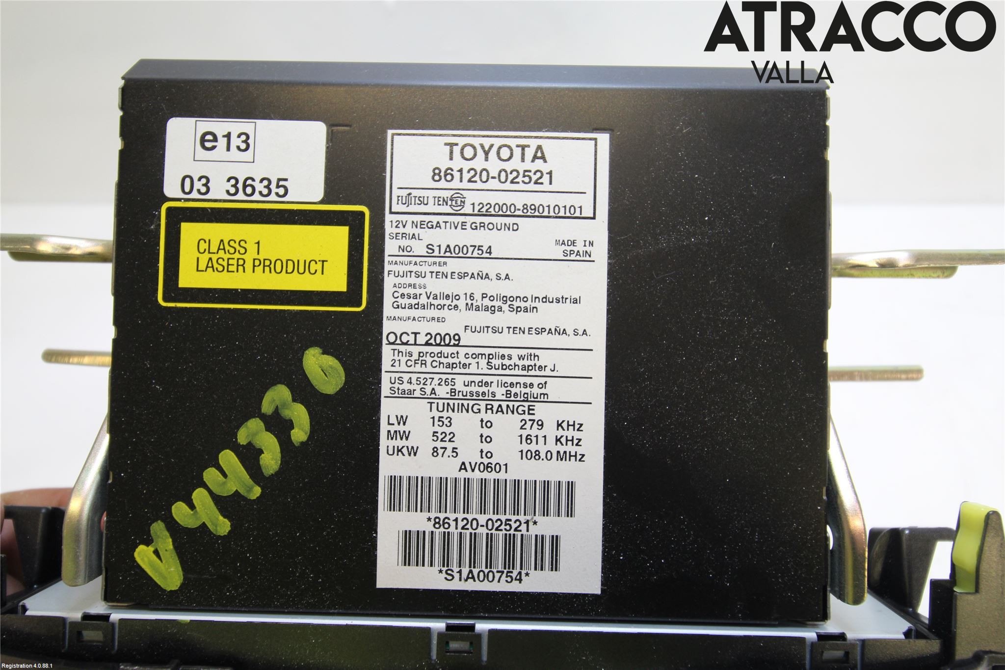 Toyota AURIS 10-12 Stereo Radio