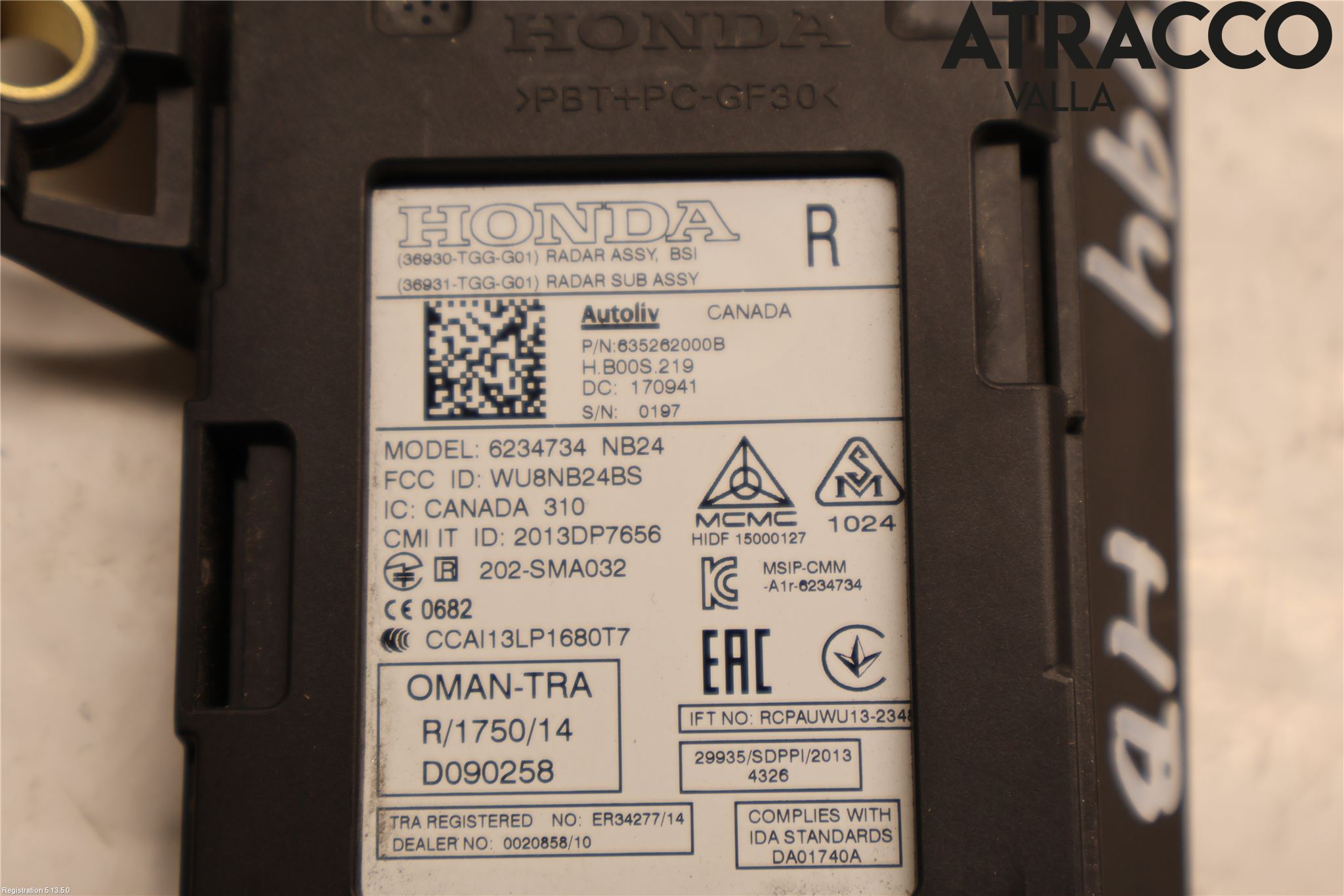 Honda CIVIC 17-22 Sensor Kollisjonsbeskyttelse