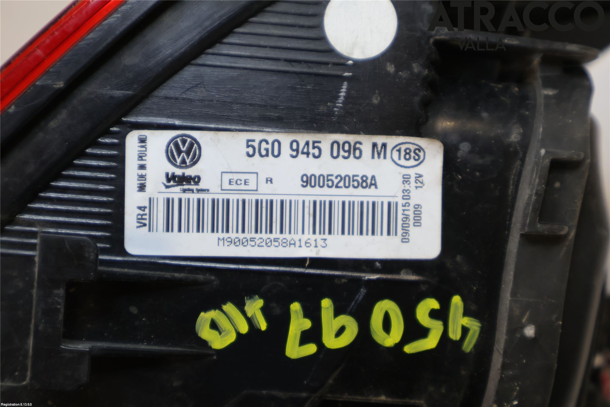 Volkswagen VW GOLF / E-GOLF VII 13-20 Baklykt Høyre
