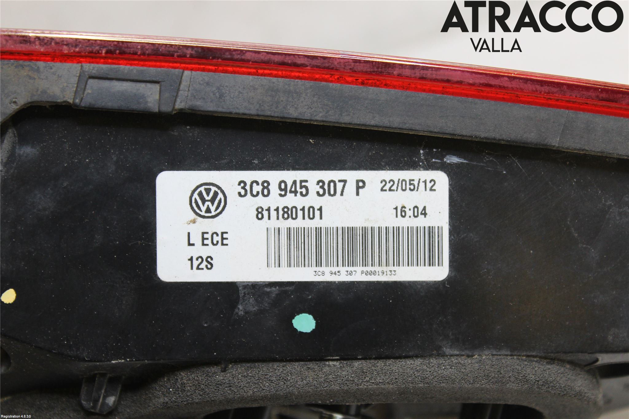 Volkswagen VW PASSAT CC 08-16 Baklykt Venstre  På Luke(Indre