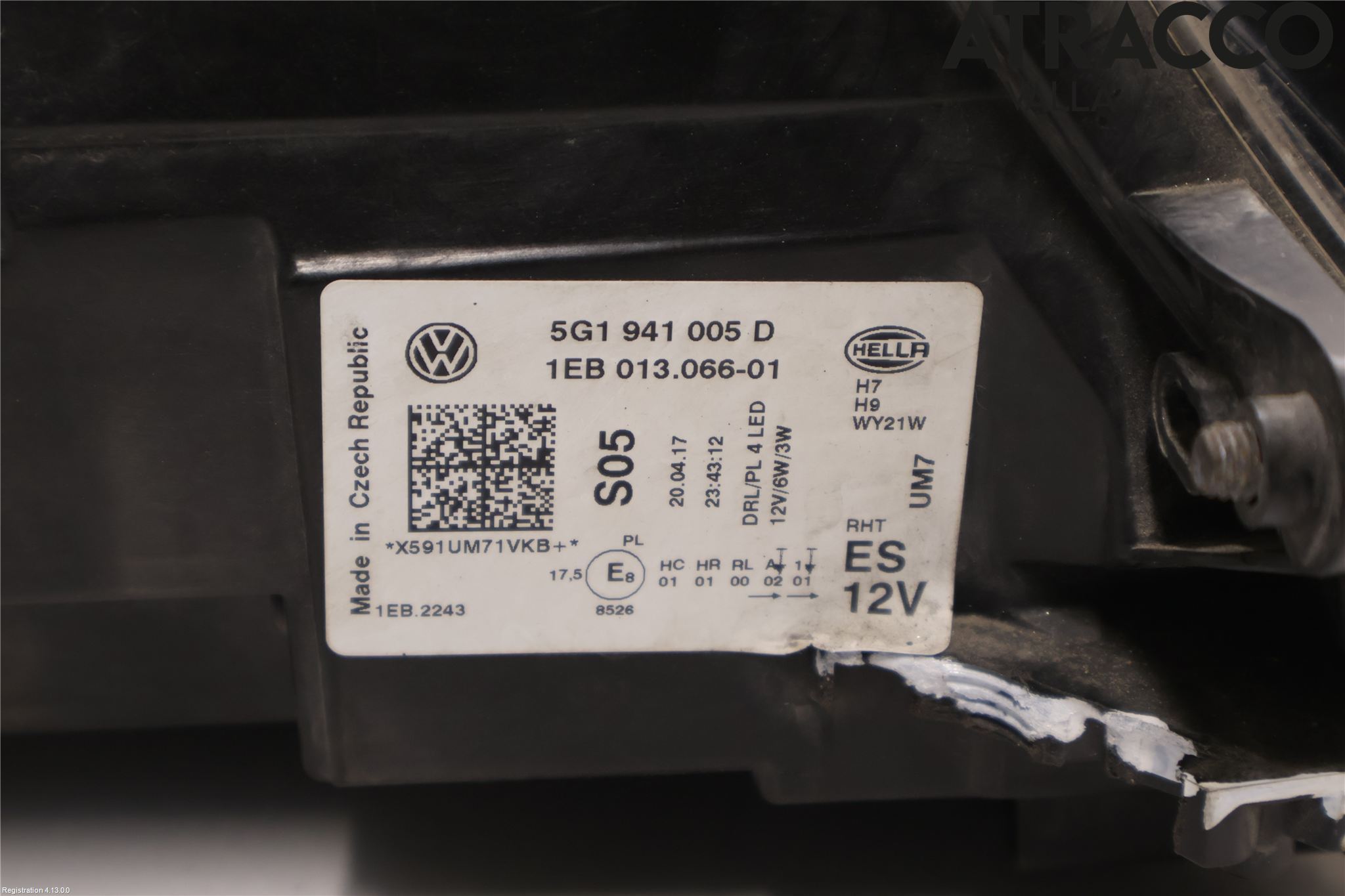 Volkswagen VW GOLF / E-GOLF VII 13-20 Frontlykt Venstre