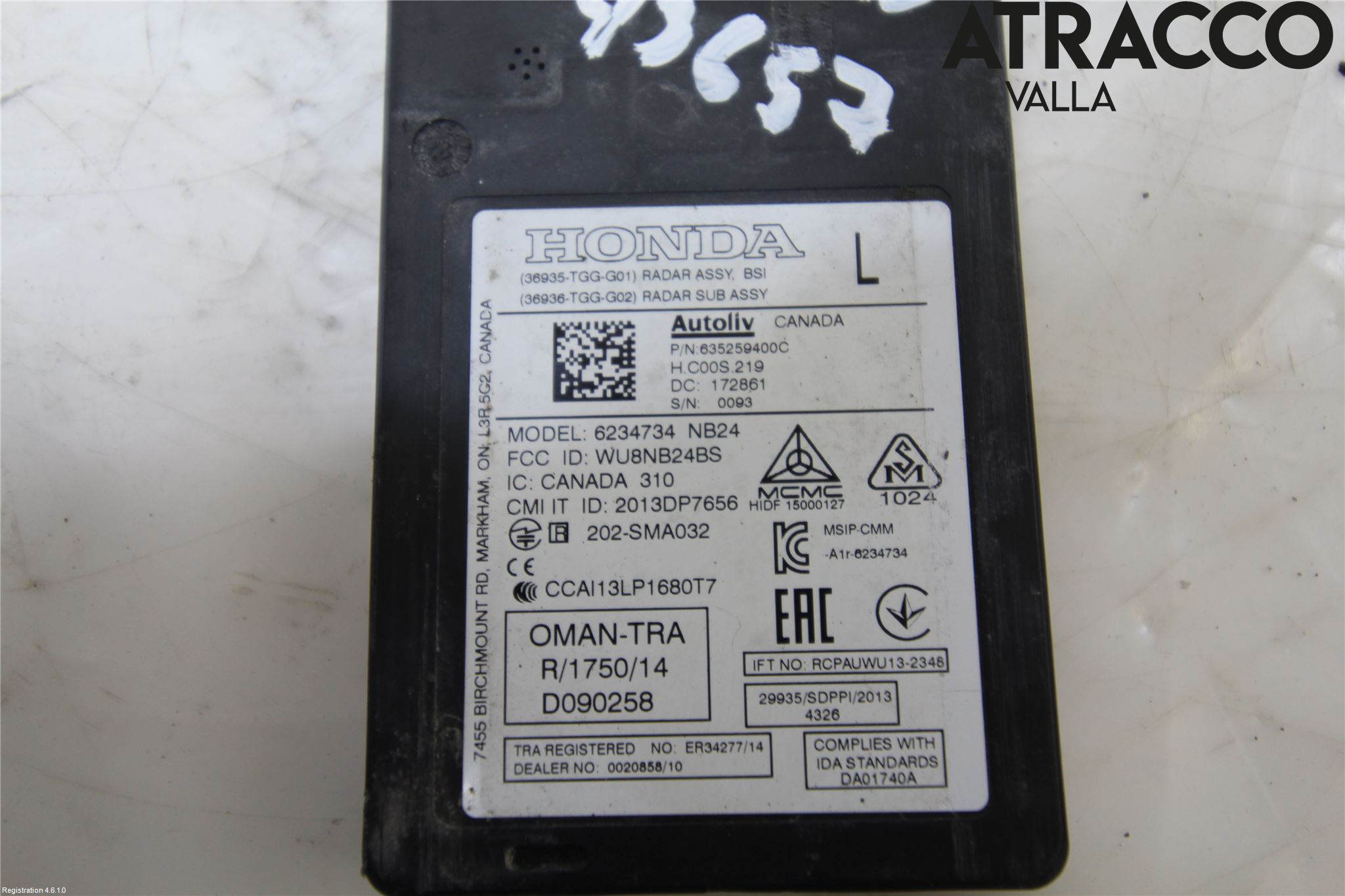 Honda CIVIC 17-22 Sensor Kollisjonsbeskyttelse