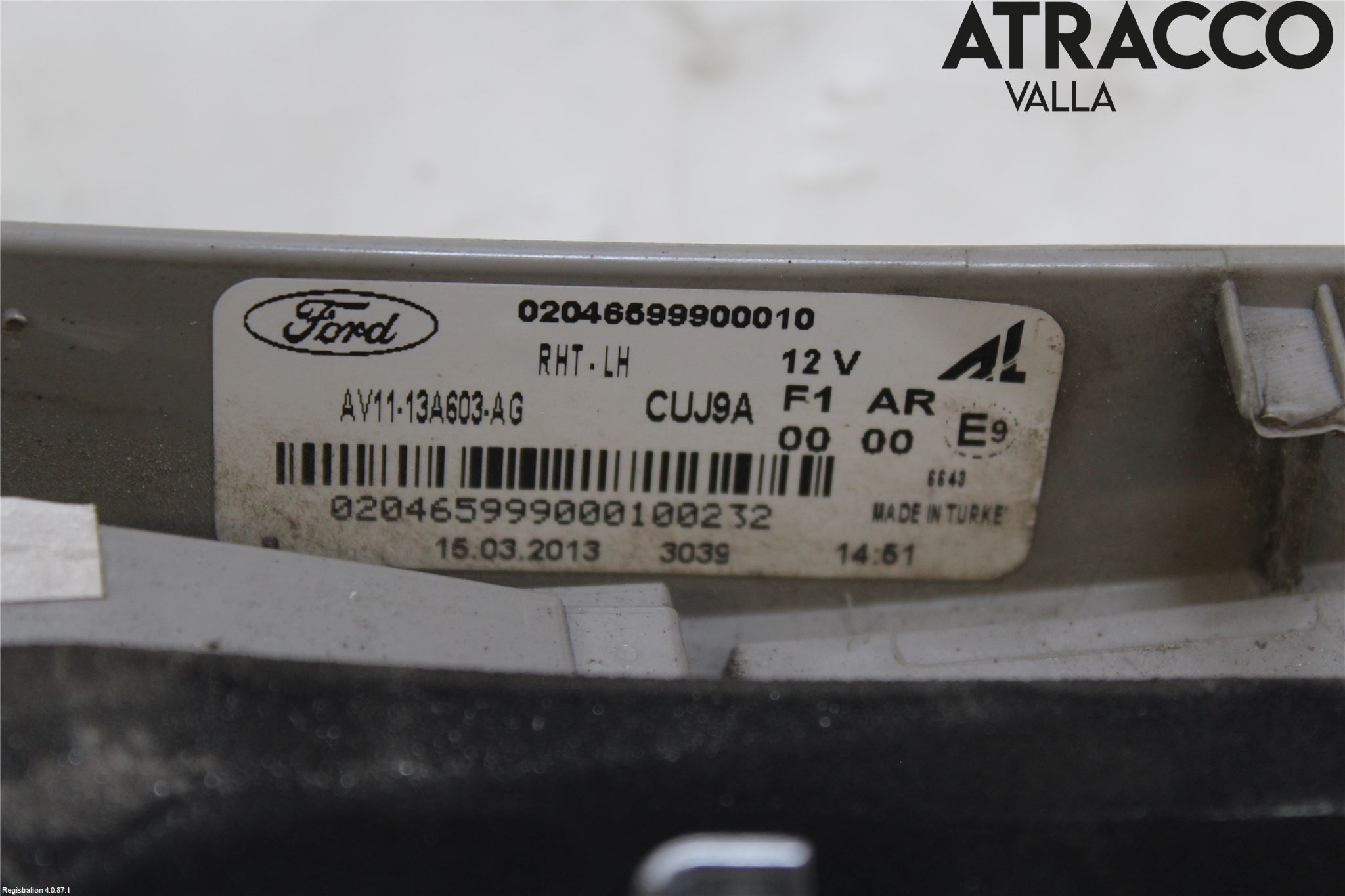 Ford B-MAX 12-17 Baklykt Venstre  På Luke(Indre
