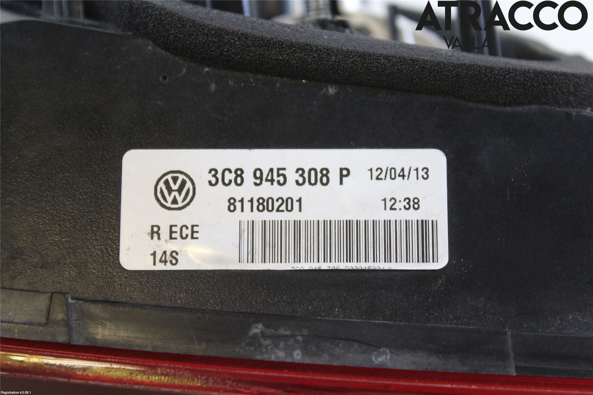 Volkswagen VW PASSAT CC 08-16 Baklykt Høyre  På Luke(Indre)