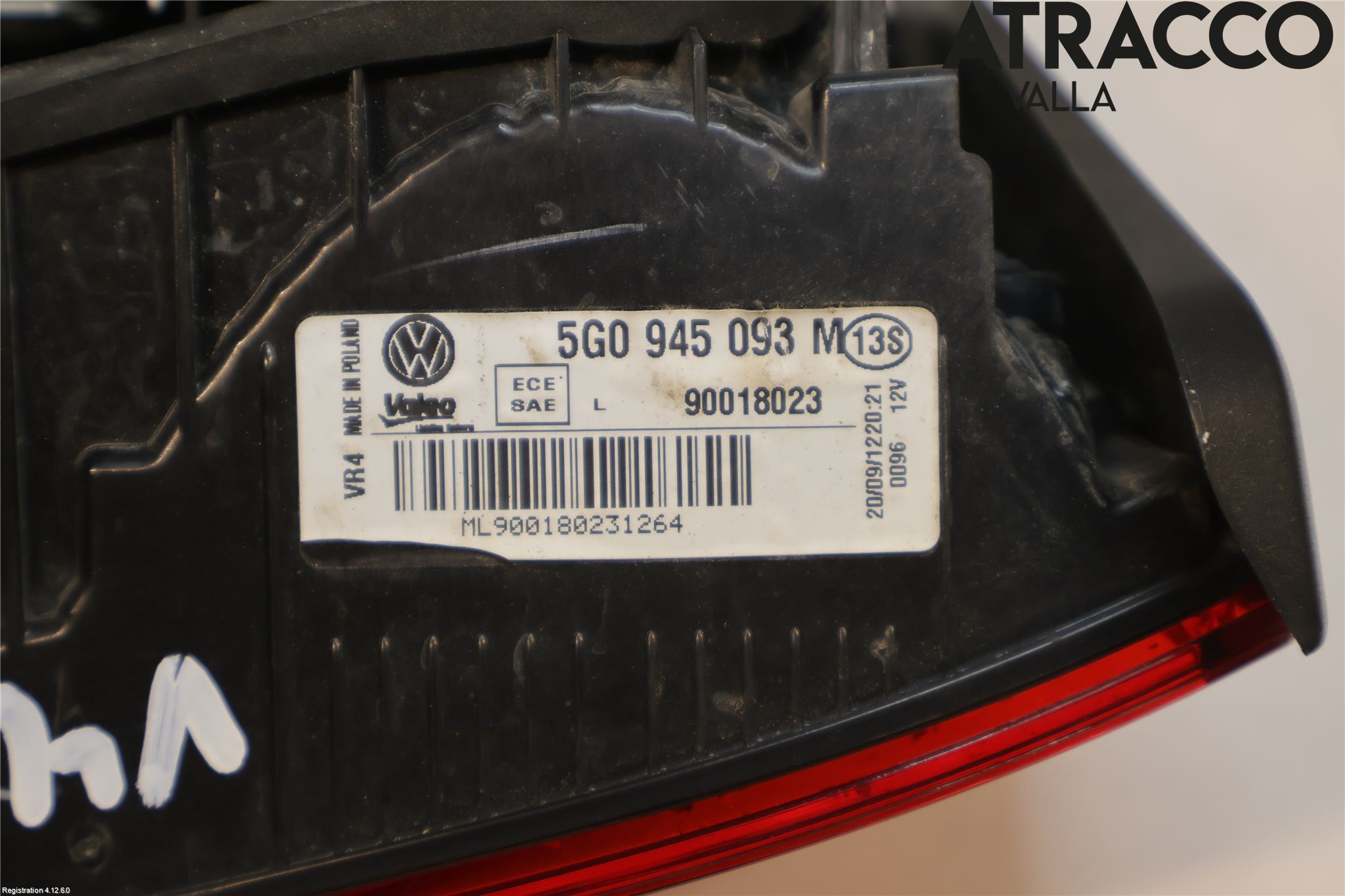 Volkswagen VW GOLF / E-GOLF VII 13-20 Baklykt Venstre  På Luke(Indre