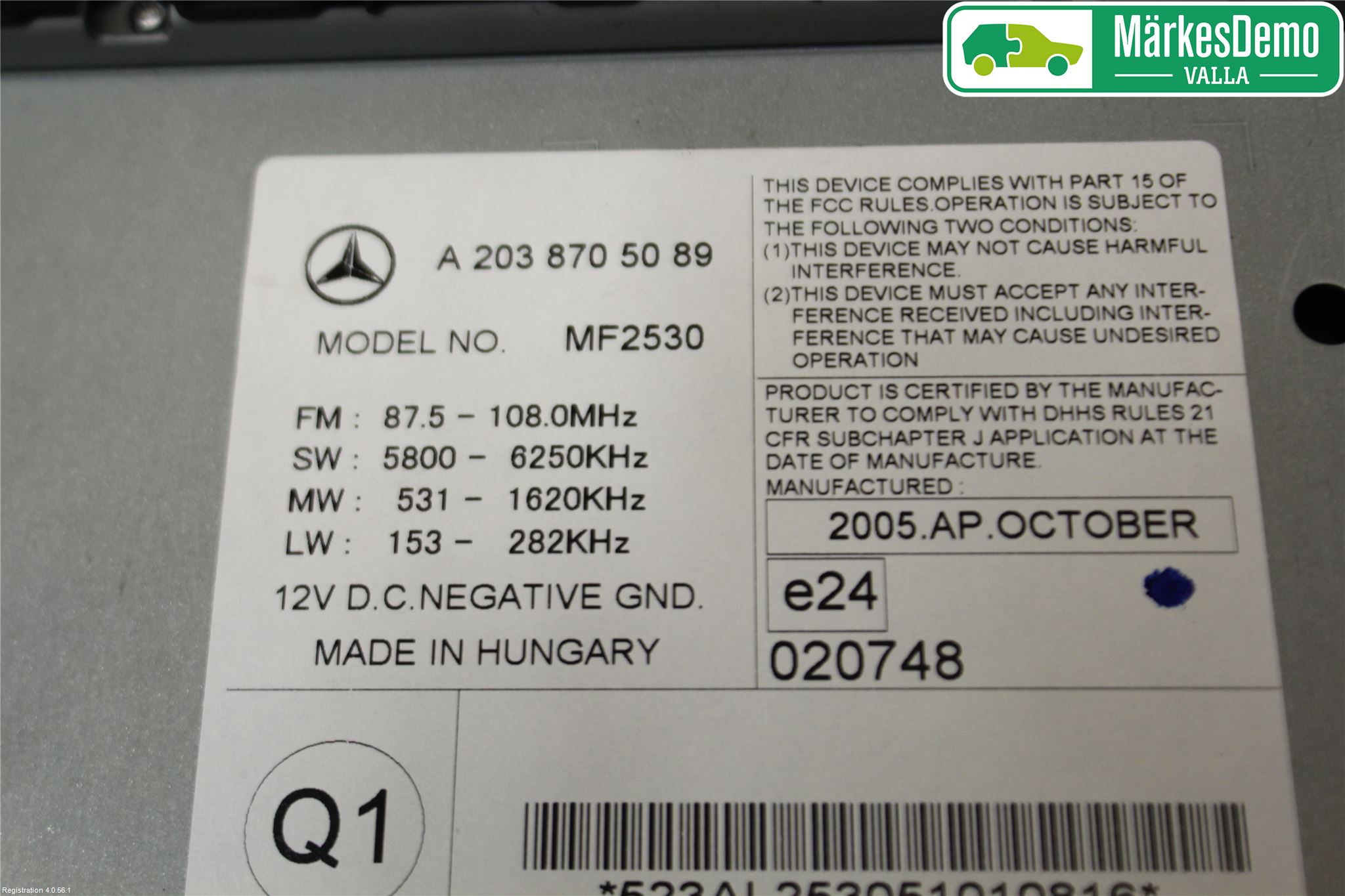 Mercedes-Benz MB C (203) 00-07 Stereo Radio Med Cd