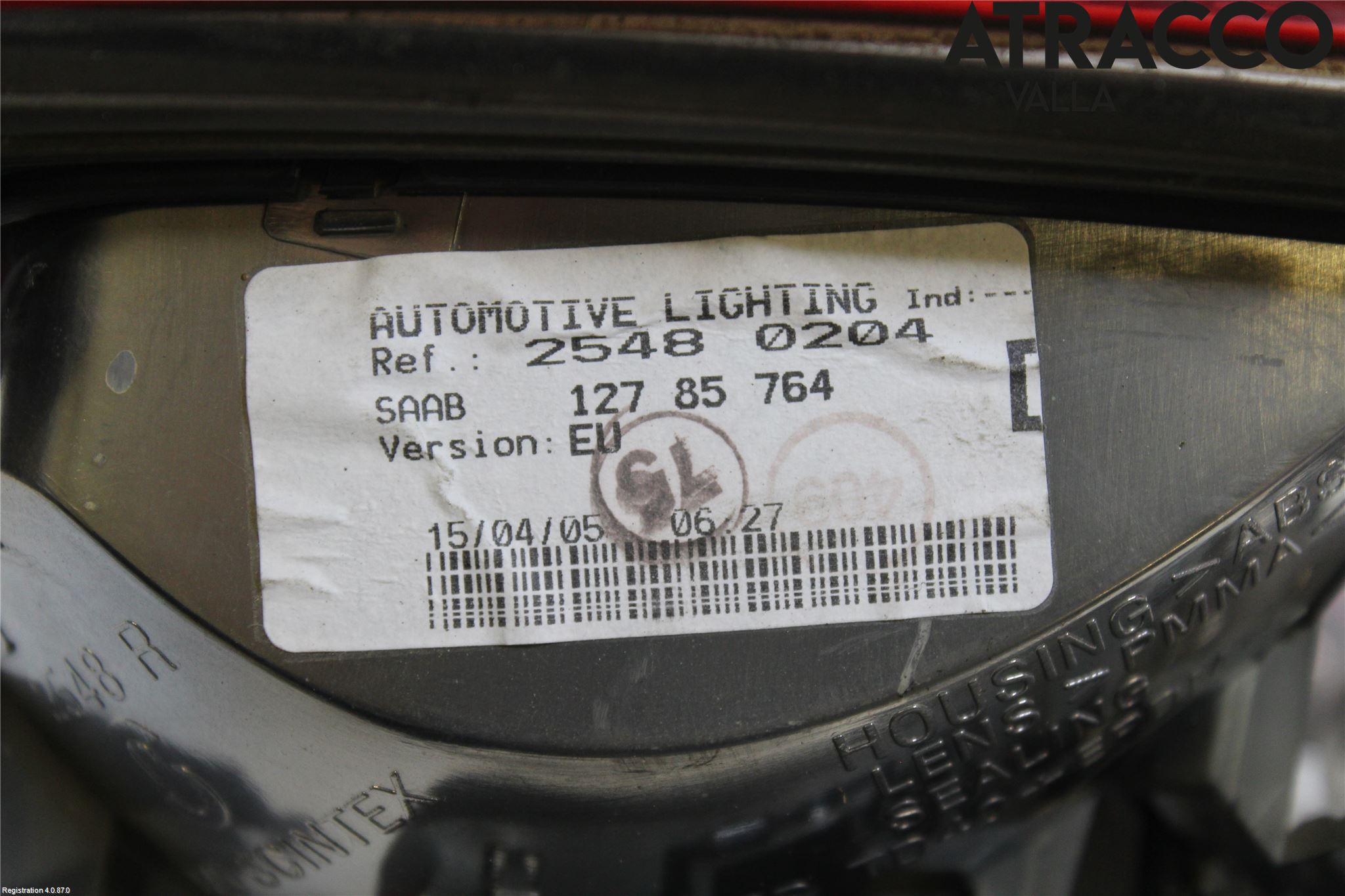 Saab 9-3 VER 2 Baklykt Høyre  På Luke(Indre)