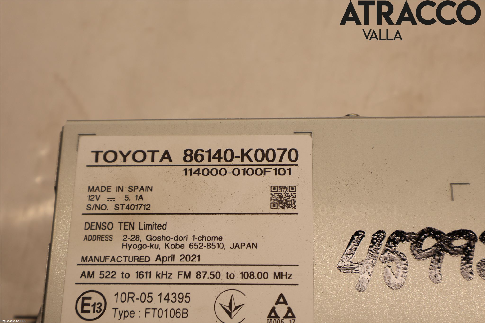 Toyota YARIS XP21 20- Stereo Radio Med Cd