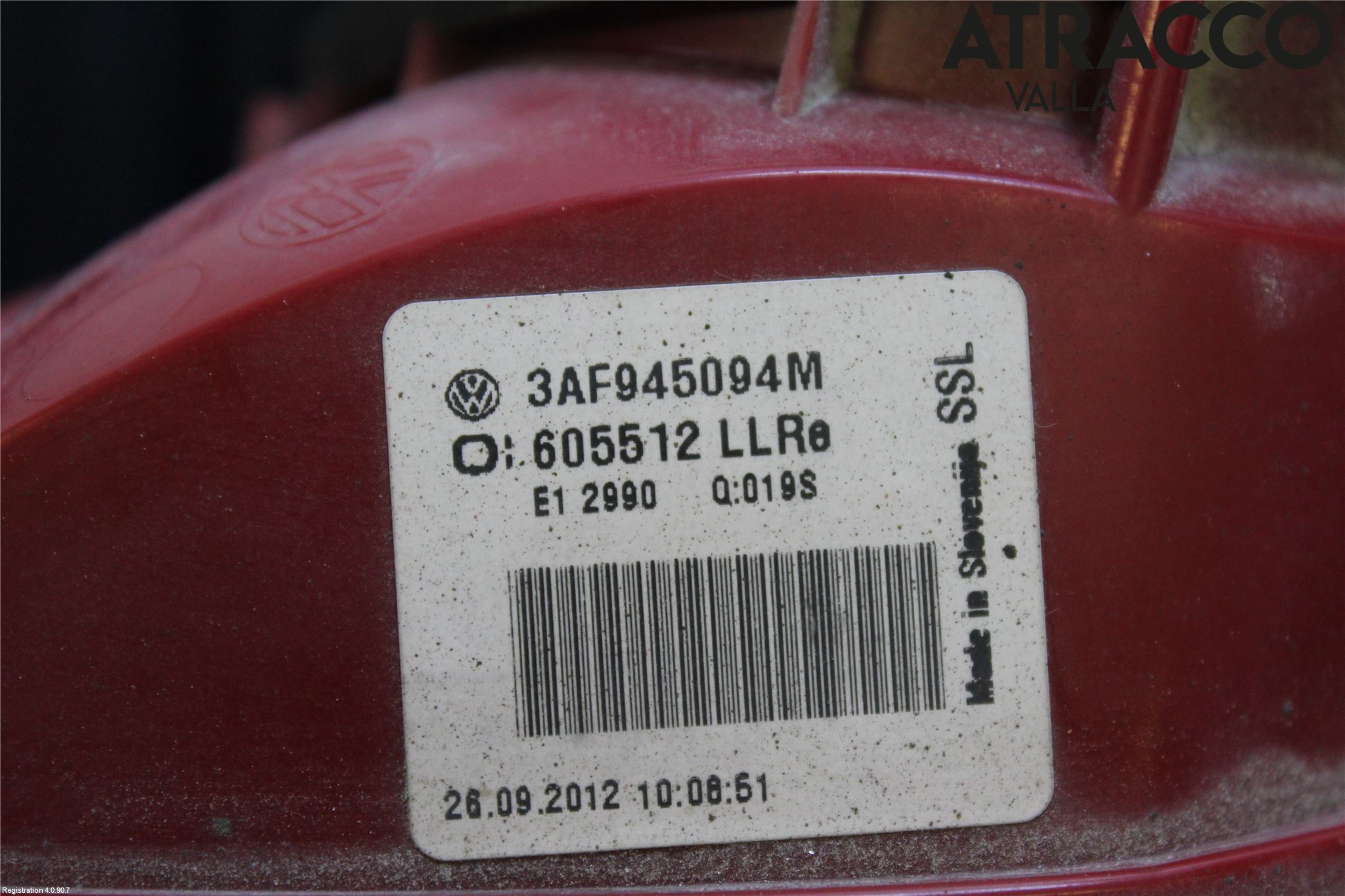 Volkswagen VW PASSAT 11-14 Baklykt Høyre  På Luke(Indre)