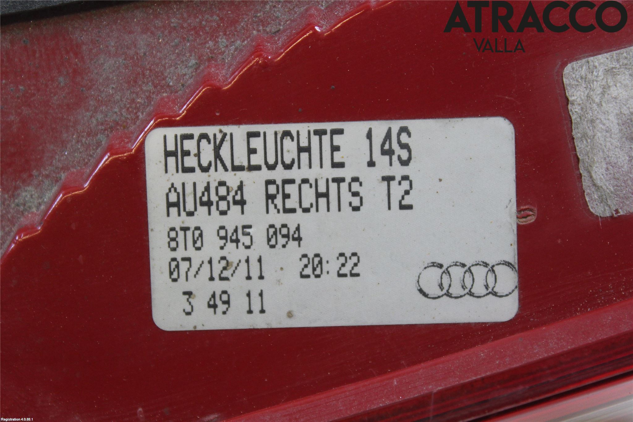 Audi A5 07-16 Baklykt Høyre  På Luke(Indre)